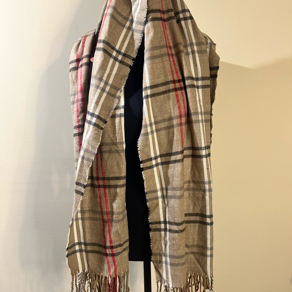 Plaid Fringe Scarf